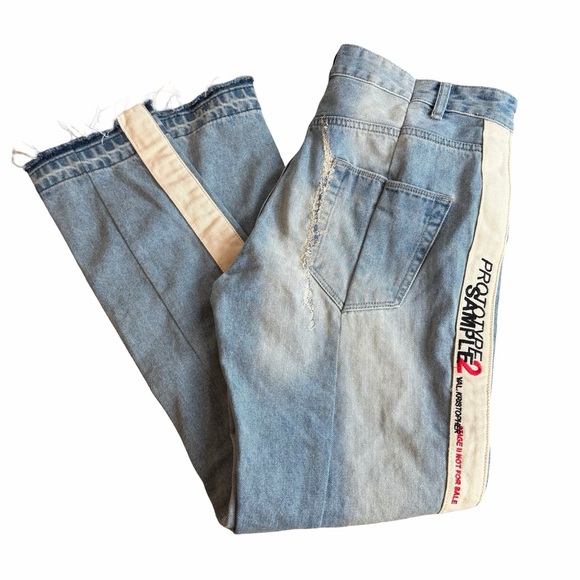 Val Kristopher Other - PARIS RUNWAY SAMPLE Men's SKINNY Fit Blue Jeans HIGHLY DISTRESSED